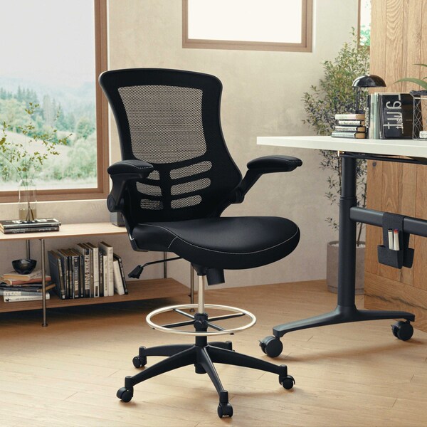 Flash Furniture Kelista MidBack Black Mesh Ergonomic Drafting Chair